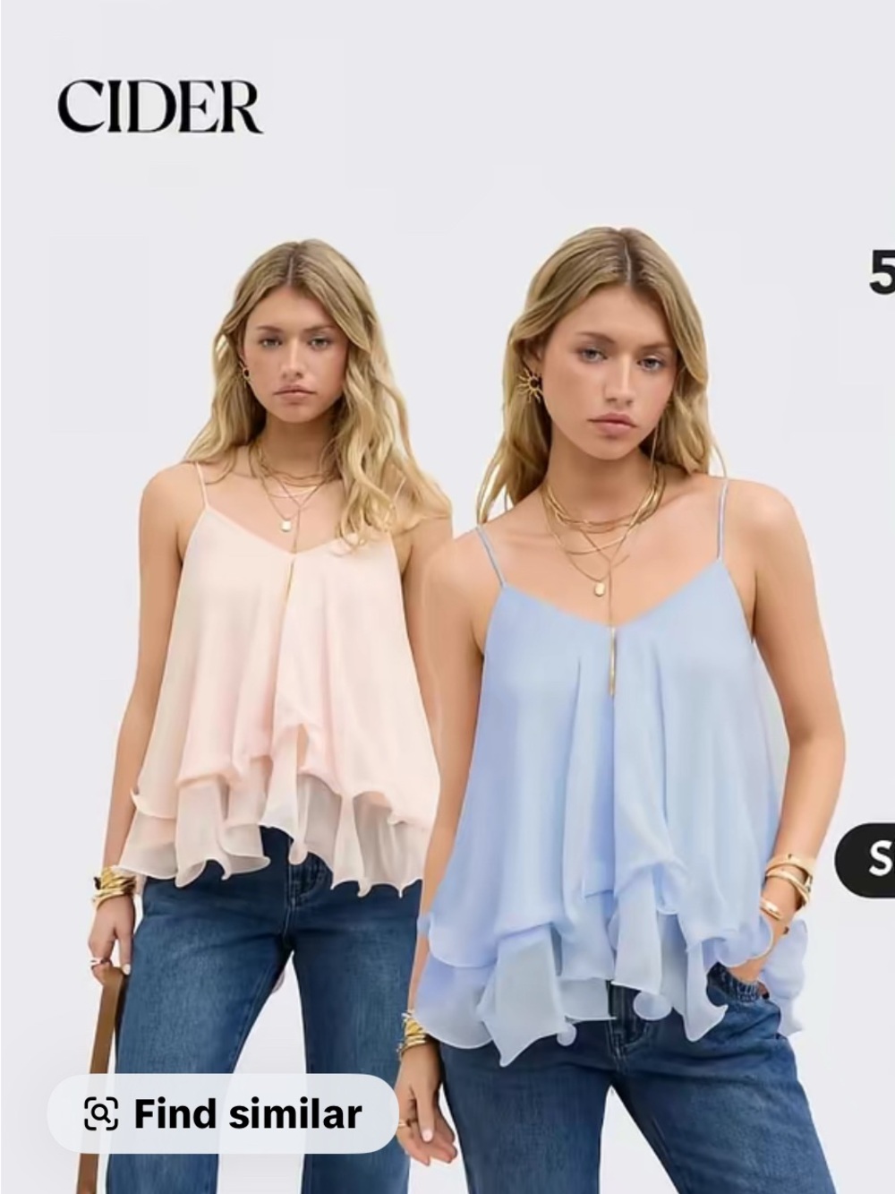 Cider Layered Ruffle Camisole Tank Top - Light Blue & Pale Pink